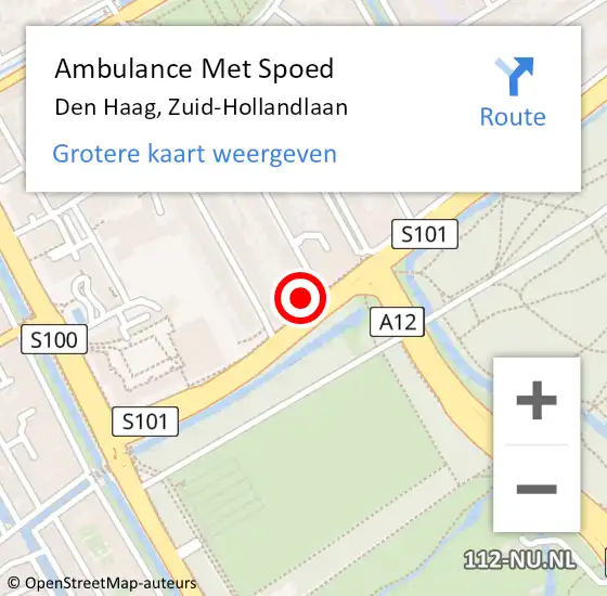 Locatie op kaart van de 112 melding: Ambulance Met Spoed Naar Den Haag, Zuid-Hollandlaan op 27 februari 2024 14:08