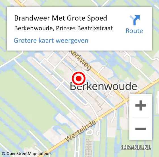 Locatie op kaart van de 112 melding: Brandweer Met Grote Spoed Naar Berkenwoude, Prinses Beatrixstraat op 15 oktober 2013 19:35