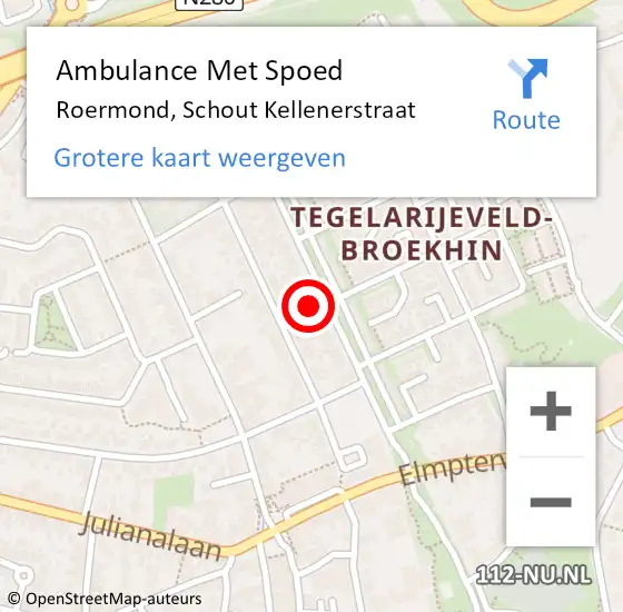 Locatie op kaart van de 112 melding: Ambulance Met Spoed Naar Roermond, Schout Kellenerstraat op 27 februari 2024 14:19