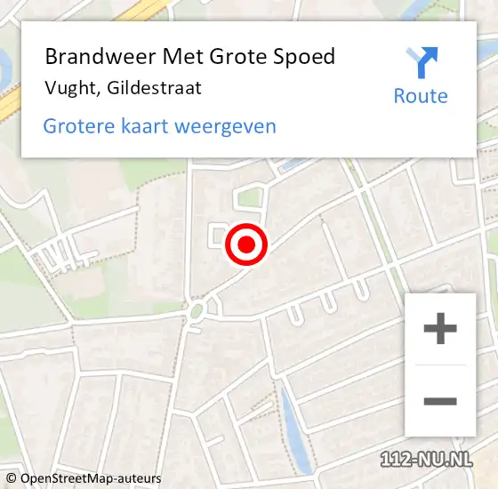 Locatie op kaart van de 112 melding: Brandweer Met Grote Spoed Naar Vught, Gildestraat op 27 februari 2024 14:41