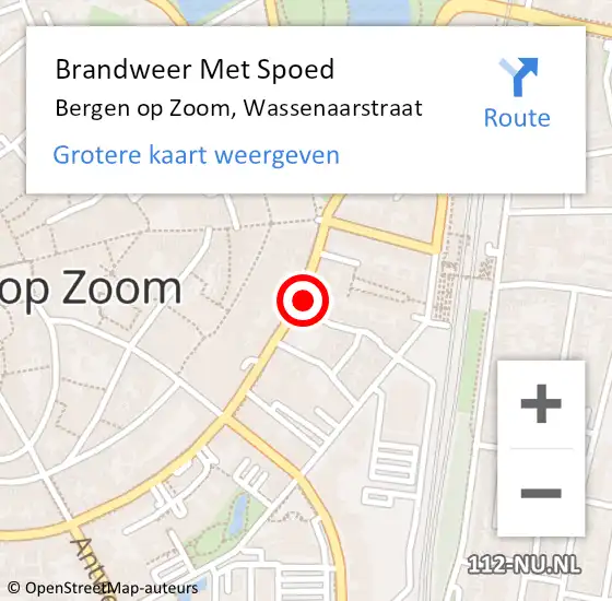 Locatie op kaart van de 112 melding: Brandweer Met Spoed Naar Bergen op Zoom, Wassenaarstraat op 27 februari 2024 15:04