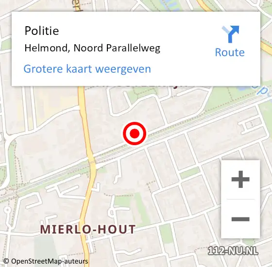 Locatie op kaart van de 112 melding: Politie Helmond, Noord Parallelweg op 27 februari 2024 15:06