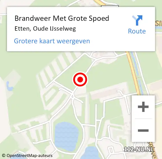 Locatie op kaart van de 112 melding: Brandweer Met Grote Spoed Naar Etten, Oude IJsselweg op 27 september 2014 10:48