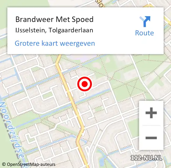 Locatie op kaart van de 112 melding: Brandweer Met Spoed Naar IJsselstein, Tolgaarderlaan op 27 februari 2024 15:12