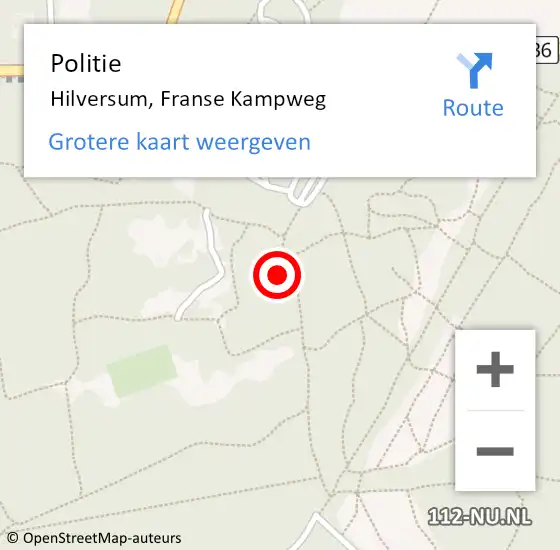 Locatie op kaart van de 112 melding: Politie Hilversum, Franse Kampweg op 27 februari 2024 15:13