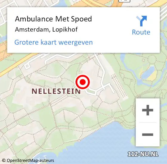 Locatie op kaart van de 112 melding: Ambulance Met Spoed Naar Amsterdam, Lopikhof op 27 februari 2024 15:29