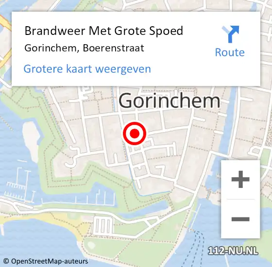 Locatie op kaart van de 112 melding: Brandweer Met Grote Spoed Naar Gorinchem, Boerenstraat op 27 februari 2024 15:45