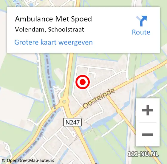 Locatie op kaart van de 112 melding: Ambulance Met Spoed Naar Volendam, Schoolstraat op 27 februari 2024 15:52