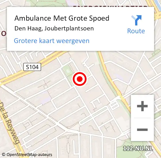 Locatie op kaart van de 112 melding: Ambulance Met Grote Spoed Naar Den Haag, Joubertplantsoen op 27 februari 2024 16:02