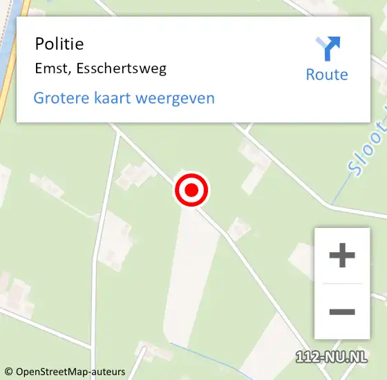 Locatie op kaart van de 112 melding: Politie Emst, Esschertsweg op 27 februari 2024 16:03