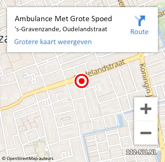 Locatie op kaart van de 112 melding: Ambulance Met Grote Spoed Naar 's-Gravenzande, Oudelandstraat op 27 februari 2024 16:11