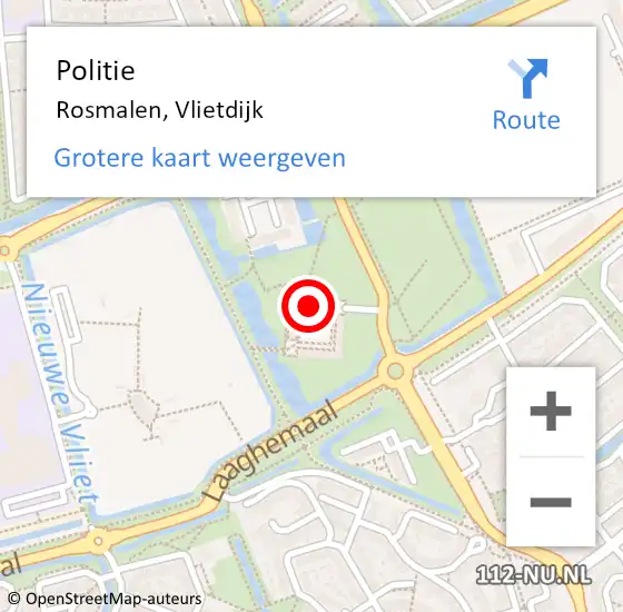 Locatie op kaart van de 112 melding: Politie Rosmalen, Vlietdijk op 27 februari 2024 16:33