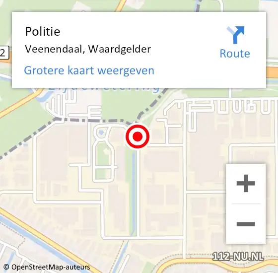 Locatie op kaart van de 112 melding: Politie Veenendaal, Waardgelder op 27 februari 2024 16:46