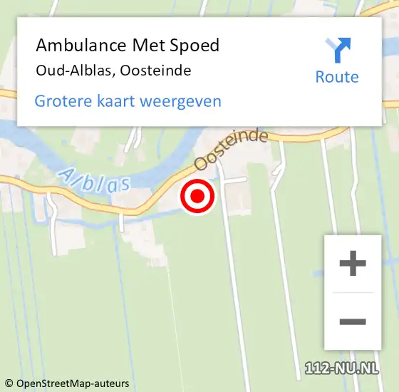 Locatie op kaart van de 112 melding: Ambulance Met Spoed Naar Oud-Alblas, Oosteinde op 27 februari 2024 16:48