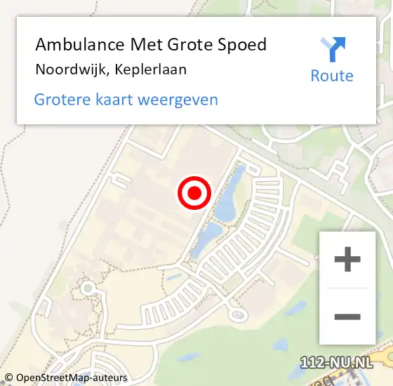 Locatie op kaart van de 112 melding: Ambulance Met Grote Spoed Naar Noordwijk, Keplerlaan op 27 februari 2024 16:49