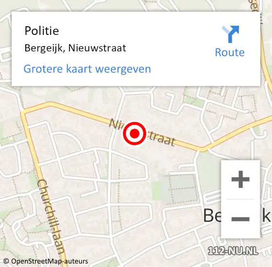 Locatie op kaart van de 112 melding: Politie Bergeijk, Nieuwstraat op 27 februari 2024 16:51