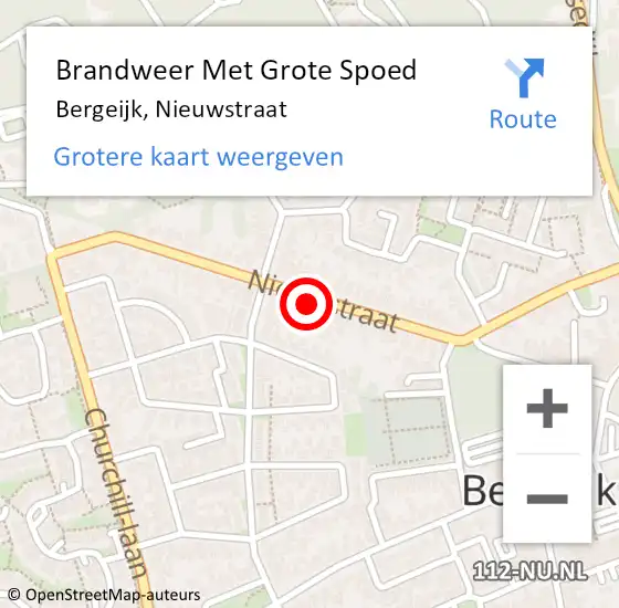 Locatie op kaart van de 112 melding: Brandweer Met Grote Spoed Naar Bergeijk, Nieuwstraat op 27 februari 2024 16:55