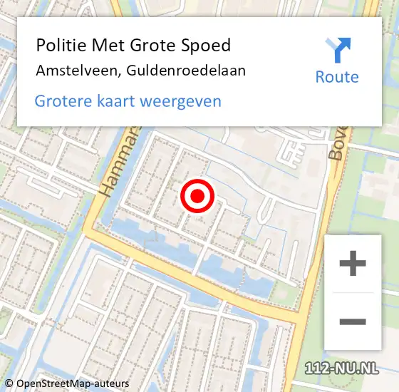 Locatie op kaart van de 112 melding: Politie Met Grote Spoed Naar Amstelveen, Guldenroedelaan op 27 februari 2024 17:11