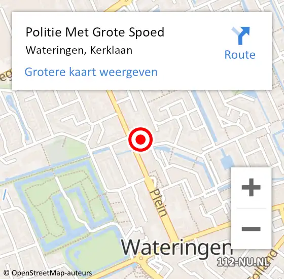 Locatie op kaart van de 112 melding: Politie Met Grote Spoed Naar Wateringen, Kerklaan op 27 februari 2024 17:23