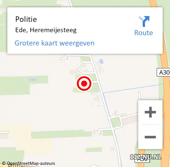 Locatie op kaart van de 112 melding: Politie Ede, Heremeijesteeg op 27 februari 2024 17:25