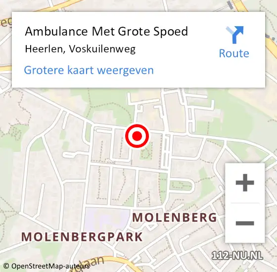 Locatie op kaart van de 112 melding: Ambulance Met Grote Spoed Naar Heerlen, Voskuilenweg op 27 februari 2024 17:48