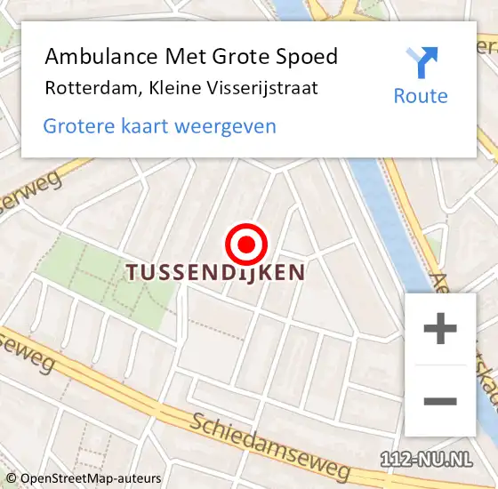 Locatie op kaart van de 112 melding: Ambulance Met Grote Spoed Naar Rotterdam, Kleine Visserijstraat op 27 februari 2024 17:53