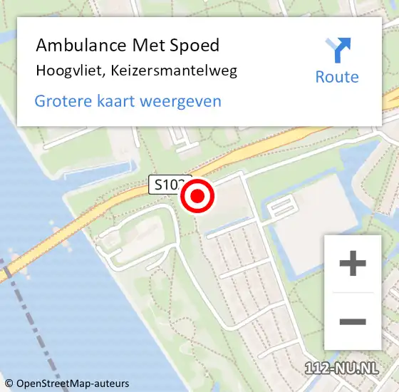 Locatie op kaart van de 112 melding: Ambulance Met Spoed Naar Hoogvliet, Keizersmantelweg op 27 februari 2024 17:57