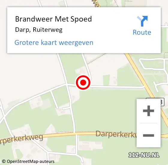 Locatie op kaart van de 112 melding: Brandweer Met Spoed Naar Darp, Ruiterweg op 27 september 2014 11:17