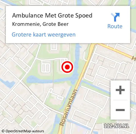 Locatie op kaart van de 112 melding: Ambulance Met Grote Spoed Naar Krommenie, Grote Beer op 27 februari 2024 18:04
