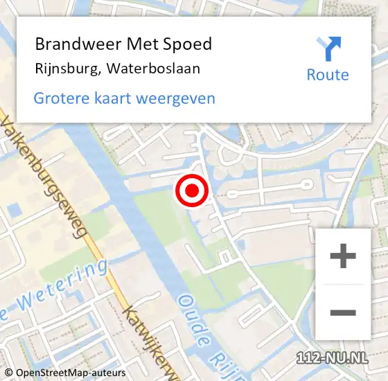 Locatie op kaart van de 112 melding: Brandweer Met Spoed Naar Rijnsburg, Waterboslaan op 27 februari 2024 18:04