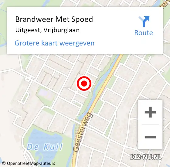 Locatie op kaart van de 112 melding: Brandweer Met Spoed Naar Uitgeest, Vrijburglaan op 27 februari 2024 18:34