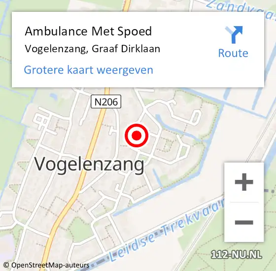 Locatie op kaart van de 112 melding: Ambulance Met Spoed Naar Vogelenzang, Graaf Dirklaan op 27 februari 2024 18:41