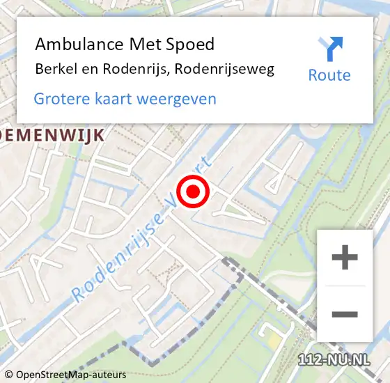 Locatie op kaart van de 112 melding: Ambulance Met Spoed Naar Berkel en Rodenrijs, Rodenrijseweg op 27 februari 2024 18:46