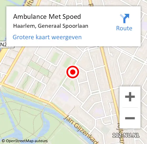 Locatie op kaart van de 112 melding: Ambulance Met Spoed Naar Haarlem, Generaal Spoorlaan op 27 februari 2024 18:52