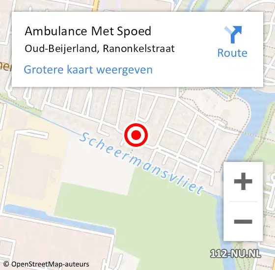 Locatie op kaart van de 112 melding: Ambulance Met Spoed Naar Oud-Beijerland, Ranonkelstraat op 27 februari 2024 19:28