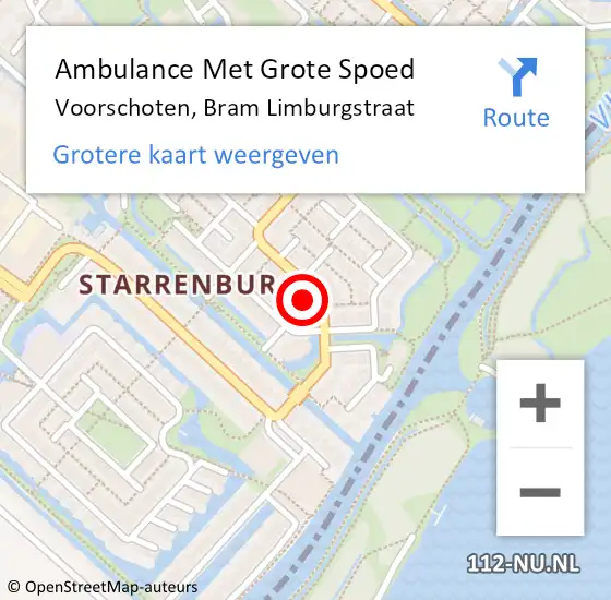 Locatie op kaart van de 112 melding: Ambulance Met Grote Spoed Naar Voorschoten, Bram Limburgstraat op 27 februari 2024 19:47