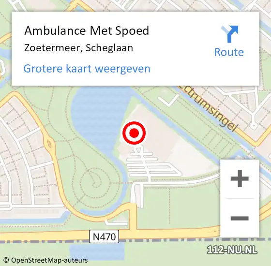 Locatie op kaart van de 112 melding: Ambulance Met Spoed Naar Zoetermeer, Scheglaan op 27 februari 2024 20:03