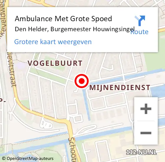 Locatie op kaart van de 112 melding: Ambulance Met Grote Spoed Naar Den Helder, Burgemeester Houwingsingel op 27 februari 2024 20:25