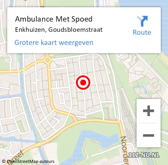 Locatie op kaart van de 112 melding: Ambulance Met Spoed Naar Enkhuizen, Goudsbloemstraat op 27 februari 2024 20:41