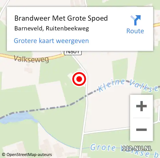 Locatie op kaart van de 112 melding: Brandweer Met Grote Spoed Naar Barneveld, Ruitenbeekweg op 27 februari 2024 20:43