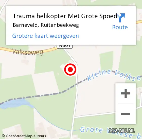 Locatie op kaart van de 112 melding: Trauma helikopter Met Grote Spoed Naar Barneveld, Ruitenbeekweg op 27 februari 2024 20:43