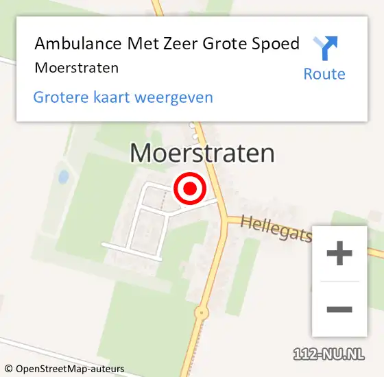 Locatie op kaart van de 112 melding: Ambulance Met Zeer Grote Spoed Naar Moerstraten op 27 februari 2024 20:43