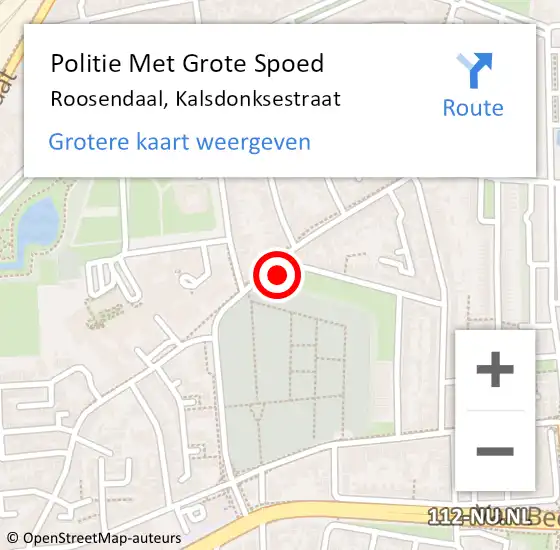 Locatie op kaart van de 112 melding: Politie Met Grote Spoed Naar Roosendaal, Kalsdonksestraat op 27 februari 2024 20:45