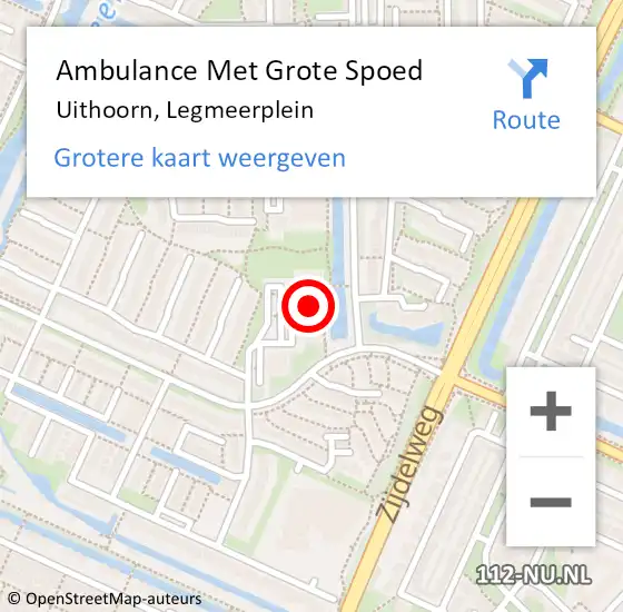 Locatie op kaart van de 112 melding: Ambulance Met Grote Spoed Naar Uithoorn, Legmeerplein op 27 februari 2024 21:20