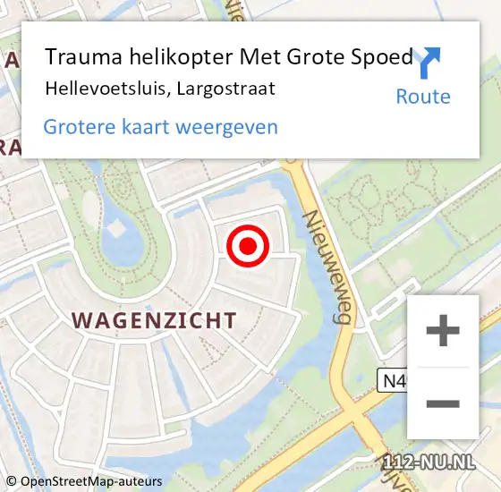 Locatie op kaart van de 112 melding: Trauma helikopter Met Grote Spoed Naar Hellevoetsluis, Largostraat op 27 februari 2024 21:24