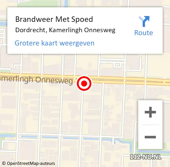 Locatie op kaart van de 112 melding: Brandweer Met Spoed Naar Dordrecht, Kamerlingh Onnesweg op 27 februari 2024 21:28