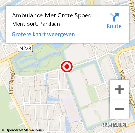 Locatie op kaart van de 112 melding: Ambulance Met Grote Spoed Naar Montfoort, Parklaan op 27 september 2014 11:42