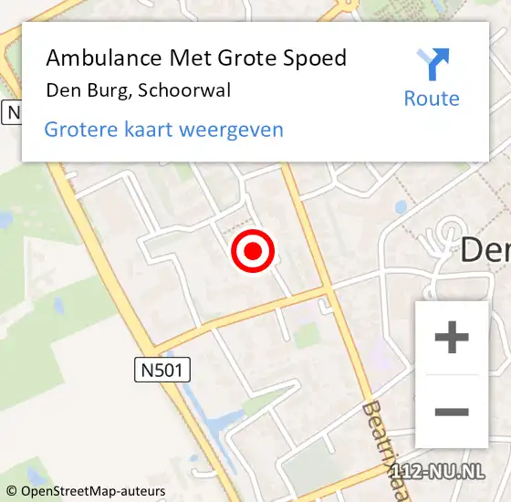 Locatie op kaart van de 112 melding: Ambulance Met Grote Spoed Naar Den Burg, Schoorwal op 27 februari 2024 23:15