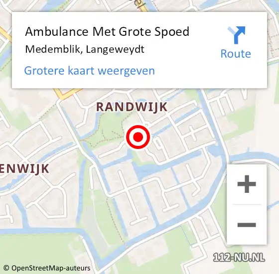 Locatie op kaart van de 112 melding: Ambulance Met Grote Spoed Naar Medemblik, Langeweydt op 27 februari 2024 23:40