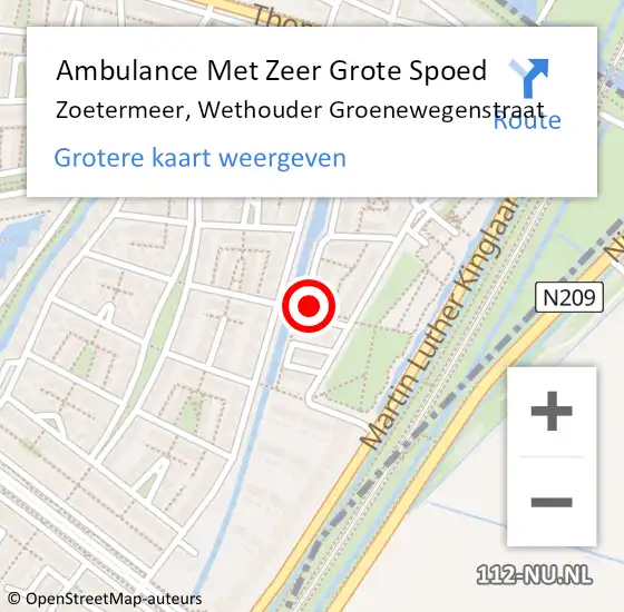 Locatie op kaart van de 112 melding: Ambulance Met Zeer Grote Spoed Naar Zoetermeer, Wethouder Groenewegenstraat op 28 februari 2024 00:05